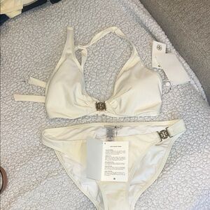 Tory Burch New Ivory Halter Bikini